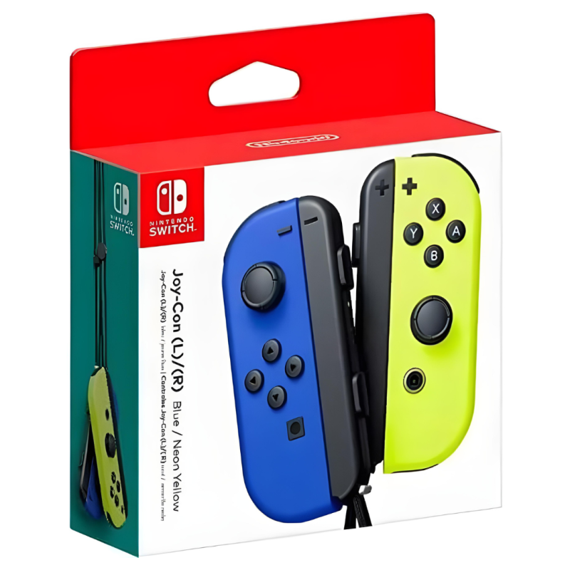 Paire de Manettes Joy-Con Switch Nintendo Bleue/Droite Jaune Néon · Smarty Paris